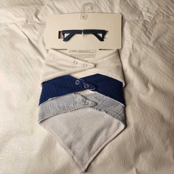 Baby Bibs and Sunglasses 4 Pc Set Red White & Dude 4th of July Gift Set NWT - Picture 2 of 4